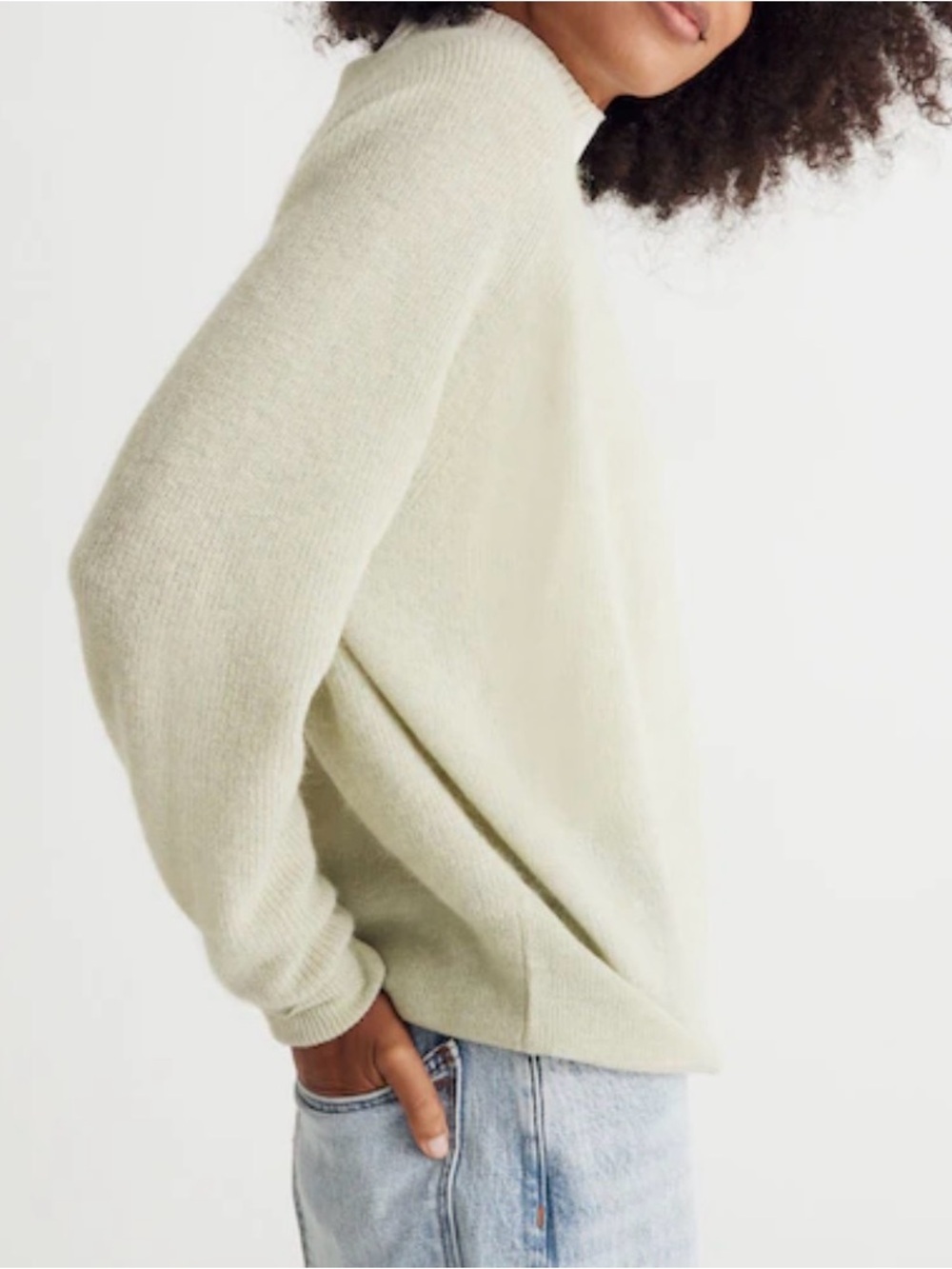 Madewell Crewneck Sweater Small Pale Seagrass Green Alpaca NG697 Elliston Crop